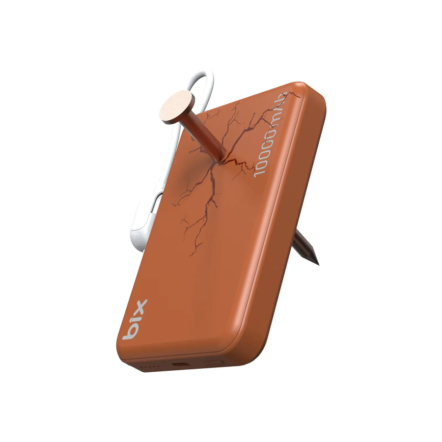 Bix PB121 25W Qi2.2 Kablosuz Magsafe PD 3.0 10000mAh Semi-Solid Bataryalı Hızlı Şarj USB-C Kablolu Powerbank Turuncu - 1