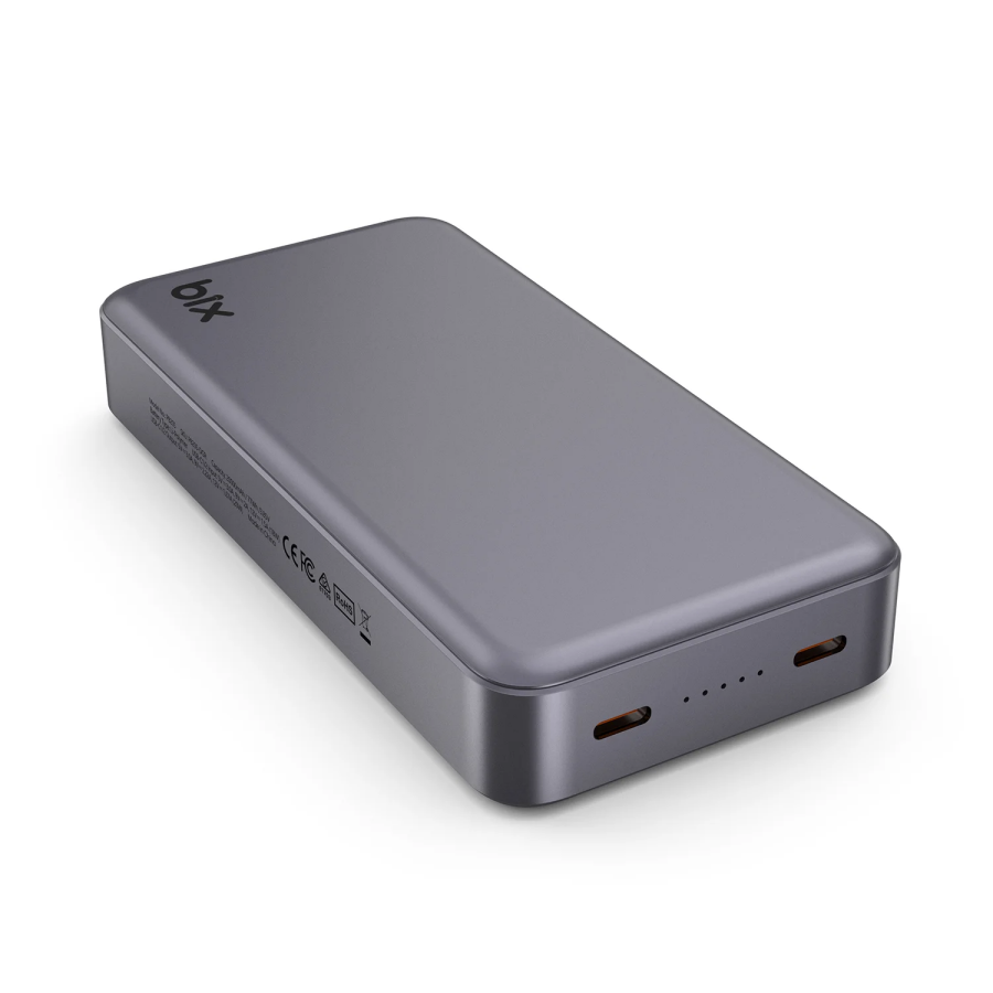 Bix PB205 20000mAh PD 20W Çift USB-C Portlu Hızlı Şarj Destekli Dayanıklı Metal Powerbank Koyu Gri - 1
