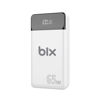 Bix PB301-65W 30000mAh Üç Çıkışlı 65W QC 3.0 Powerbank Beyaz - 1