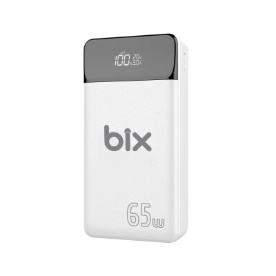 Bix PB301-65W 30000mAh Üç Çıkışlı 65W QC 3.0 Powerbank Beyaz 