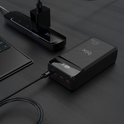 Bix PB301-65W 30000mAh Üç Çıkışlı 65W QC 3.0 Powerbank Siyah - 4