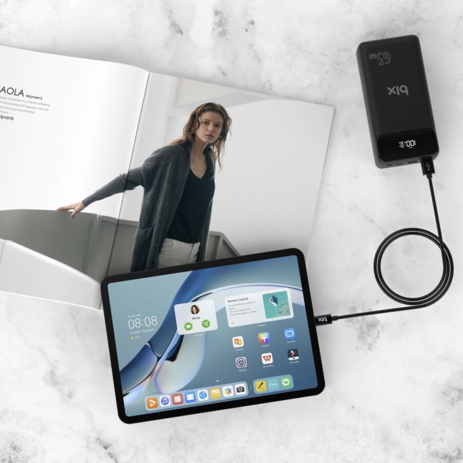 Bix PB301-65W 30000mAh Üç Çıkışlı 65W QC 3.0 Powerbank Siyah - 6