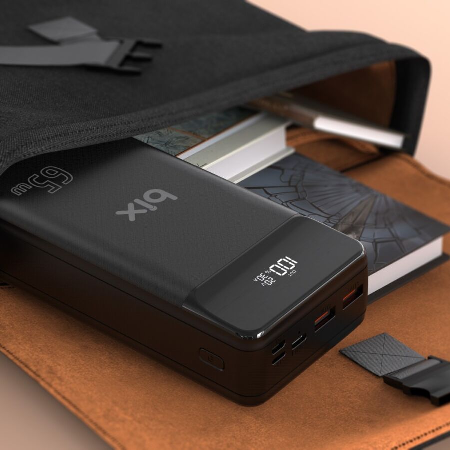 Bix PB301-65W 30000mAh Üç Çıkışlı 65W QC 3.0 Powerbank Siyah - 5