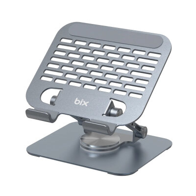 Bix PS01 360° Dönebilen Isı Dağıtımlı Katlanabilir Metal Tablet Standı iPad Tutucu Gri