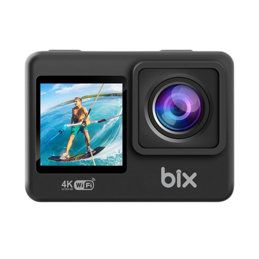 Bix Pulse Dual 4K 30FPS 20MP Wi-Fi Aksiyon Kamerası Dokunmatik Ekran Su Geçirmez Bisiklet Motosiklet Kask Su Altı ve Vlog Kamerası - 1