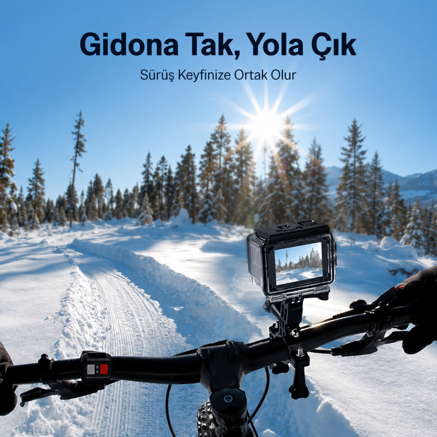 Bix Pulse2 4K 30FPS 20MP Wi-Fi Aksiyon Kamerası 30 Metre Su Geçirmez Kılıflı Bisiklet Motosiklet Vlog Kamerası Siyah - 4