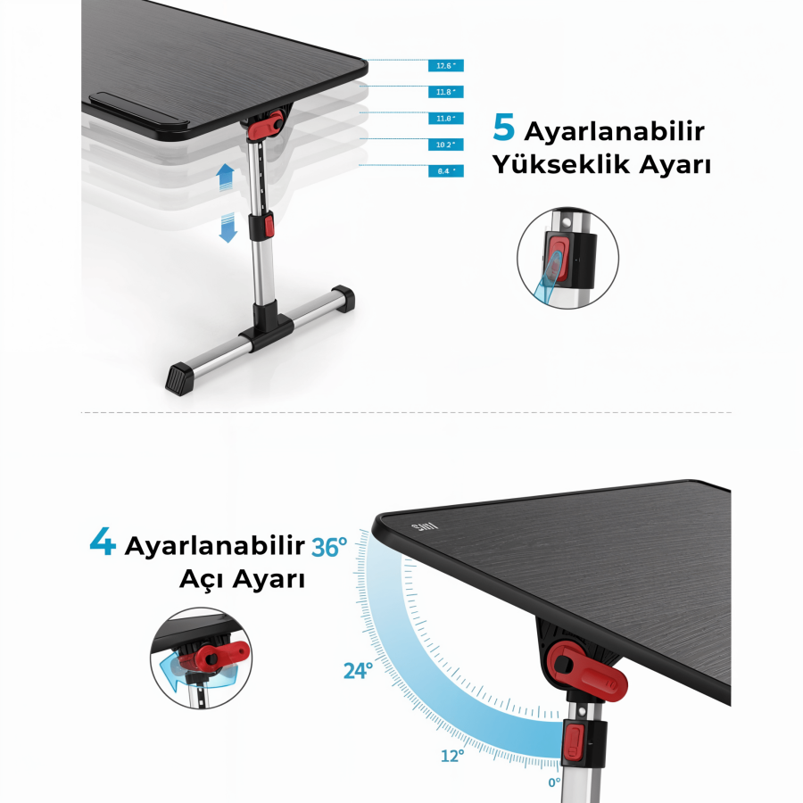 Bix Saiji A8 Çok Fonksiyonlu Ayarlı Notebook Soğutuculu Çalışma Masası Siyah - 2