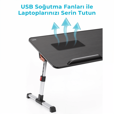 Bix Saiji A8 Çok Fonksiyonlu Ayarlı Notebook Soğutuculu Çalışma Masası Siyah - 3