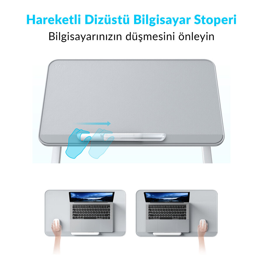 Bix Saiji AL30 Ayarlanabilir Laptop Standı Ergonomik Tasarım 17 İnç Uyumlu Taşınabilir Masa Gri - 4