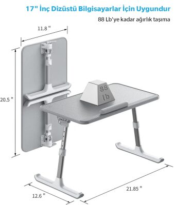 Bix Saiji AL30 Ayarlanabilir Laptop Standı Ergonomik Tasarım 17 İnç Uyumlu Taşınabilir Masa Gri - 3