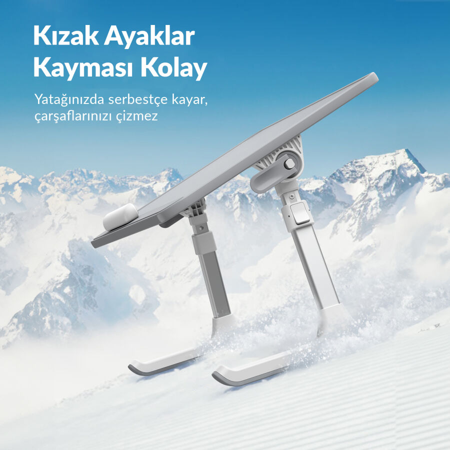 Bix Saiji AL30 Ayarlanabilir Laptop Standı Ergonomik Tasarım 17 İnç Uyumlu Taşınabilir Masa Gri - 5