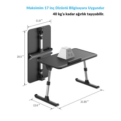 Bix Saiji AL30 Ayarlanabilir Laptop Standı Ergonomik Tasarım 17 İnç Uyumlu Taşınabilir Masa Siyah - 3