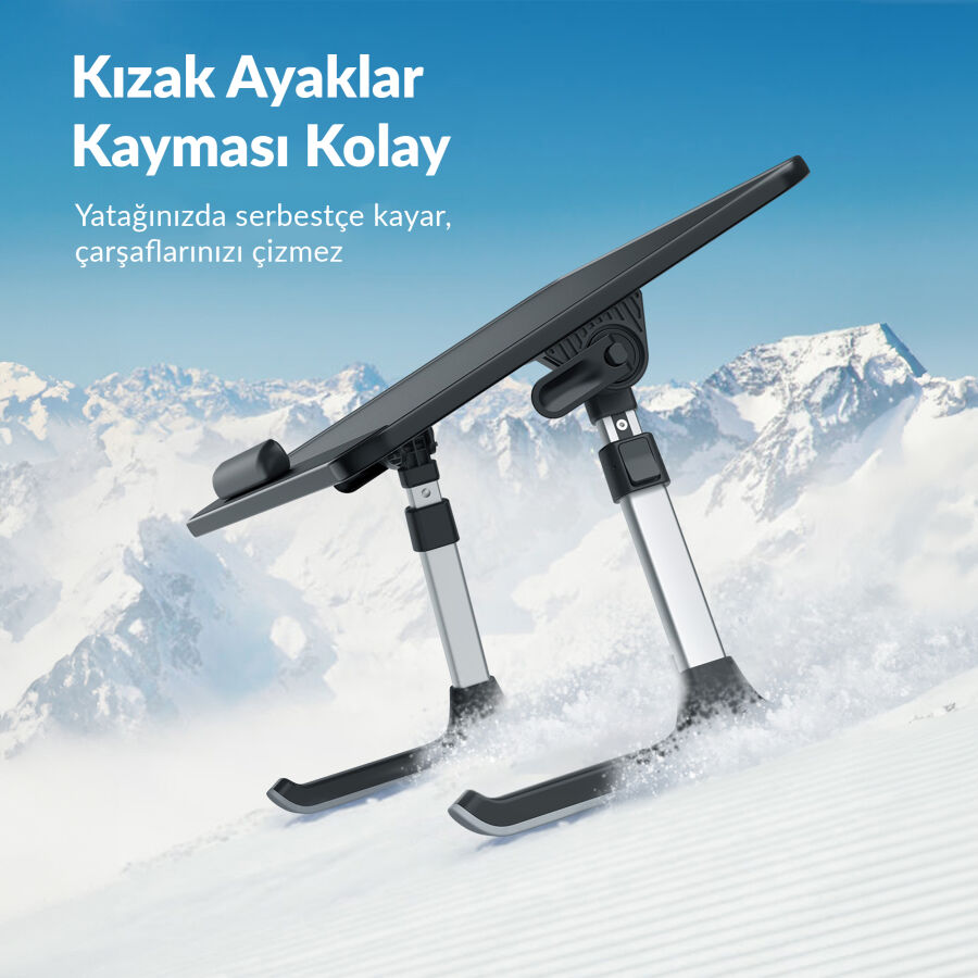 Bix Saiji AL30 Ayarlanabilir Laptop Standı Ergonomik Tasarım 17 İnç Uyumlu Taşınabilir Masa Siyah - 4