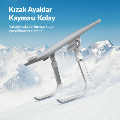 Bix Saiji AL33 Yükseklik ve Açı Ayarlı Laptop Standı Ergonomik ve Katlanabilir Çalışma Masası Gri - 5