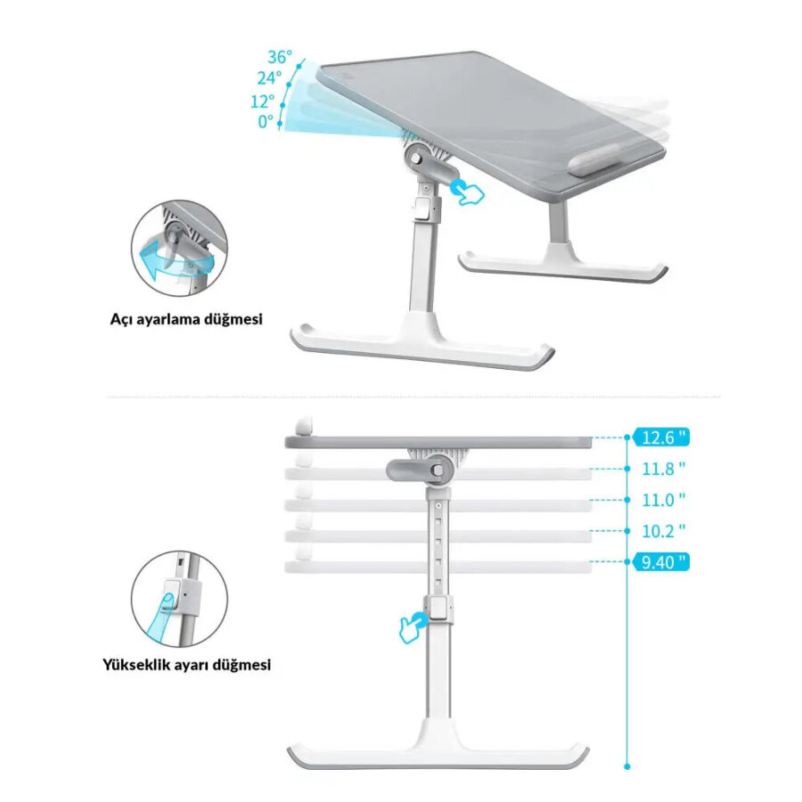 Bix Saiji AL33 Yükseklik ve Açı Ayarlı Laptop Standı Ergonomik ve Katlanabilir Çalışma Masası Siyah - 5