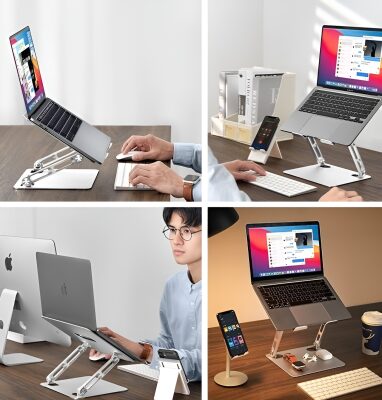 Bix Saiji D7 Yükseklik ve Açı Ayarlı Katlanabilir Notebook Standı Gri - 5