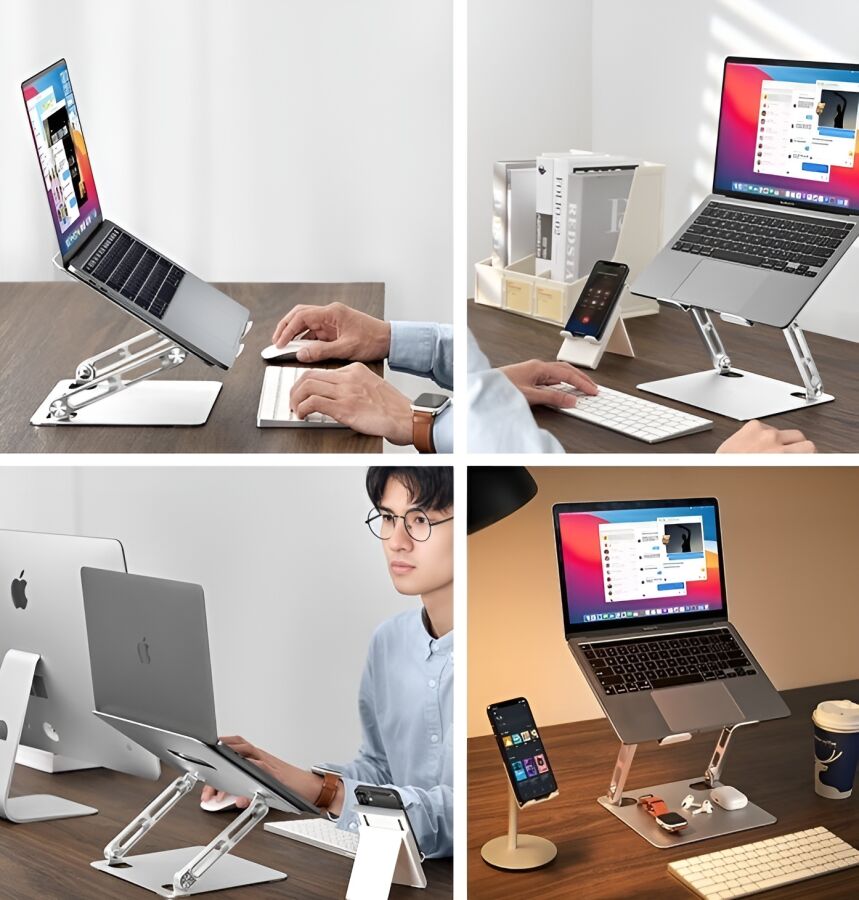 Bix Saiji D7 Yükseklik ve Açı Ayarlı Katlanabilir Notebook Standı Gri - 5