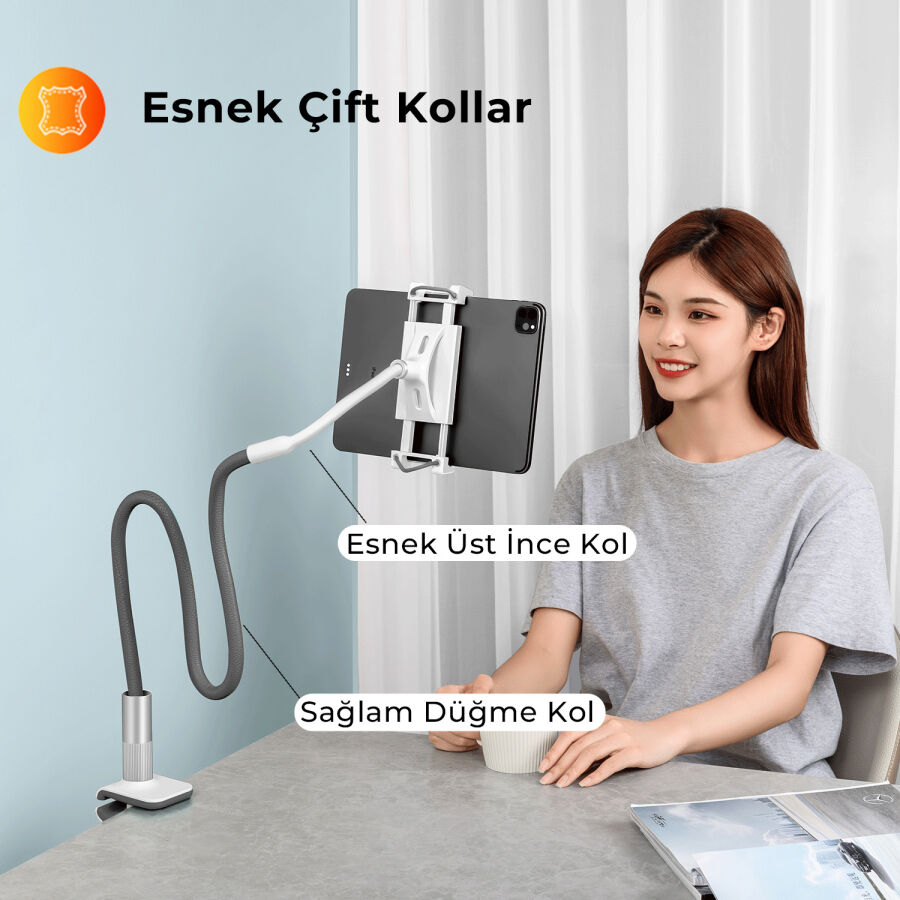 Bix Saiji Datura 2 120 CM Akrobat Flexible Ayarlanabilir Telefon Tablet Tutucu Gri - 4