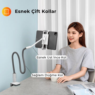Bix Saiji Datura 2 120 CM Akrobat Flexible Ayarlanabilir Telefon Tablet Tutucu Gri - 4