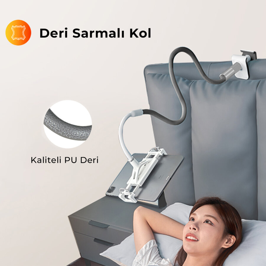 Bix Saiji Datura 2 120 CM Akrobat Flexible Ayarlanabilir Telefon Tablet Tutucu Gri - 5