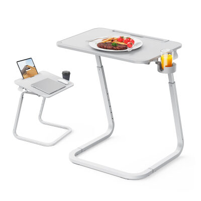 Bix Saiji F2 Tablet Yuvası Bardak Tutucu ve TV Yatak Tepsisi Özellikli Çalışma Masası Gri - 2