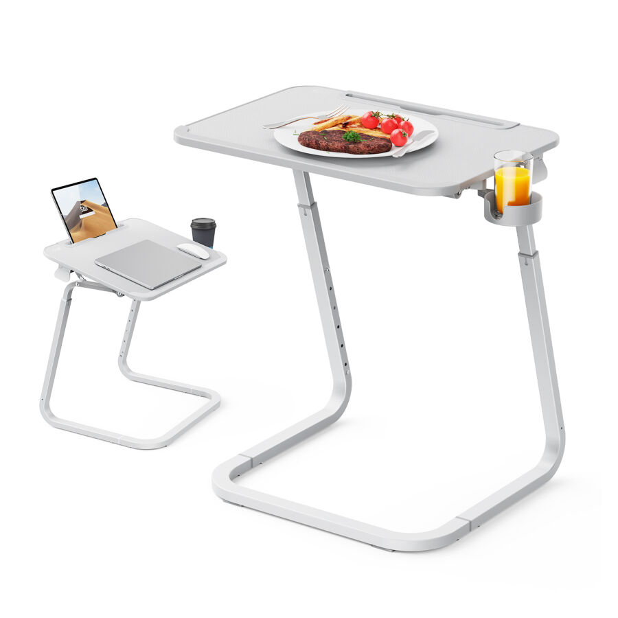 Bix Saiji F2 Tablet Yuvası Bardak Tutucu ve TV Yatak Tepsisi Özellikli Çalışma Masası Gri - 2