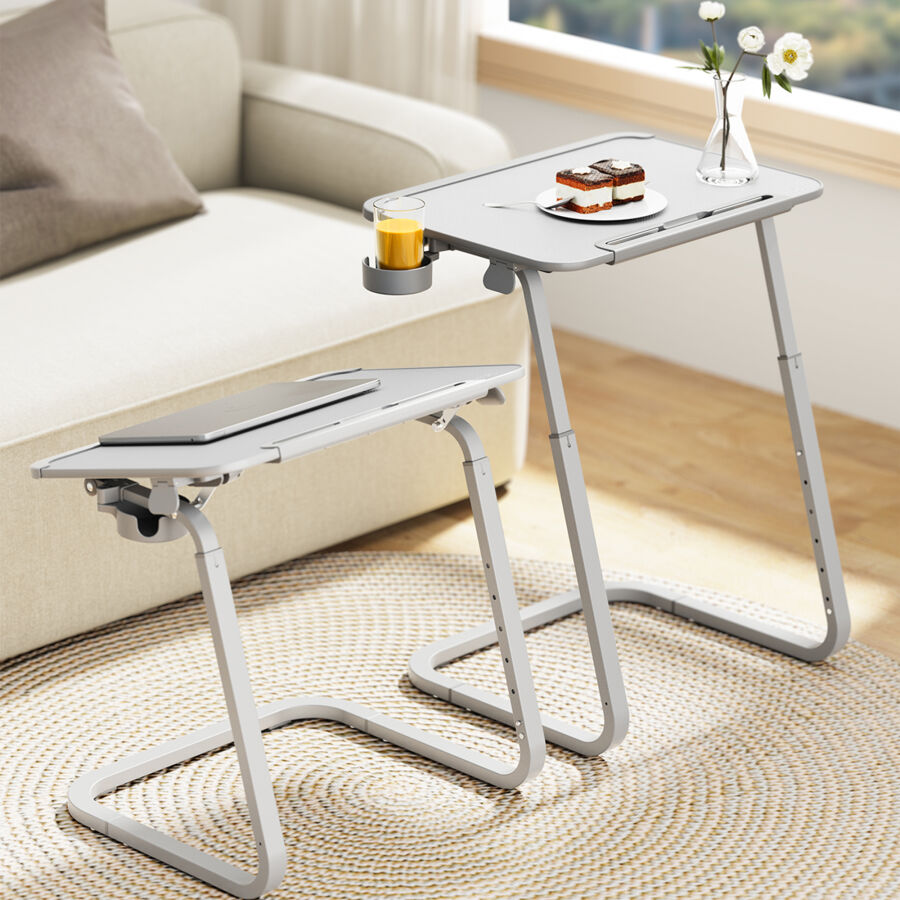 Bix Saiji F2 Tablet Yuvası Bardak Tutucu ve TV Yatak Tepsisi Özellikli Çalışma Masası Gri - 4