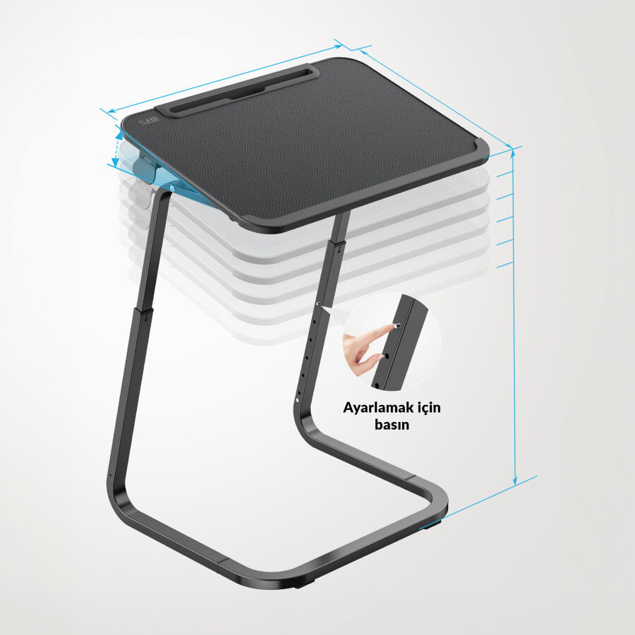 Bix Saiji F2 Tablet Yuvası Bardak Tutucu ve TV Yatak Tepsisi Özellikli Çalışma Masası Siyah - 3