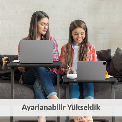 Bix Saiji F2 Tablet Yuvası Bardak Tutucu ve TV Yatak Tepsisi Özellikli Çalışma Masası Siyah - 6