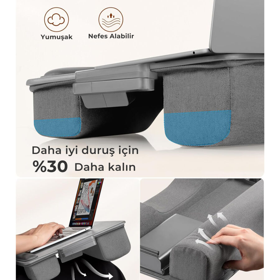 Bix Saiji GX3 Taşınabilir Laptop Standı 17 İnç Laptop Telefon Uyumlu Katlanabilir Hafif Ergonomik Tasarım Gri - 2