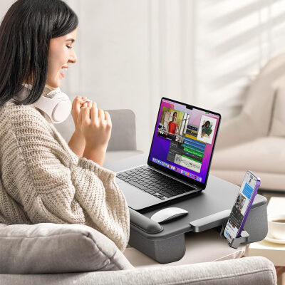 Bix Saiji GX3 Taşınabilir Laptop Standı 17 İnç Laptop Telefon Uyumlu Katlanabilir Hafif Ergonomik Tasarım Gri - 4