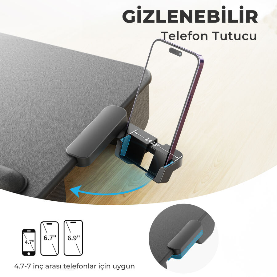 Bix Saiji GX3 Taşınabilir Laptop Standı 17 İnç Laptop Telefon Uyumlu Katlanabilir Hafif Ergonomik Tasarım Siyah - 6