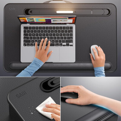 Bix Saiji GX8 LED Işıklı Laptop Masası 17 İnç Uyumlu Büyük PVC Yüzeyli Telefon Tutuculu Çekmeceli - 2