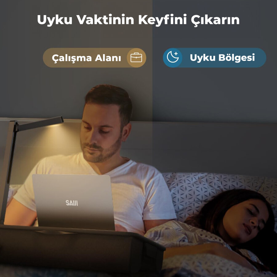 Bix Saiji GX8 LED Işıklı Laptop Masası 17 İnç Uyumlu Büyük PVC Yüzeyli Telefon Tutuculu Çekmeceli - 7