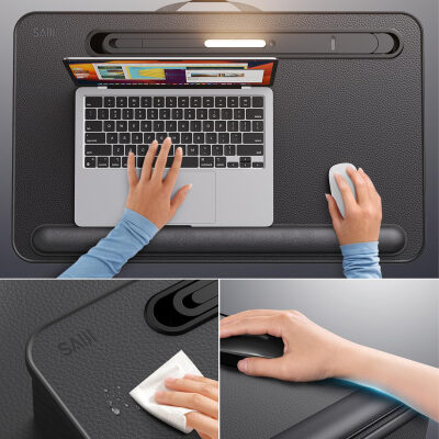 Bix Saiji GX8 LED Işıklı Laptop Masası 17 İnç Uyumlu Büyük PVC Yüzeyli Telefon Tutuculu Çekmeceli - 2