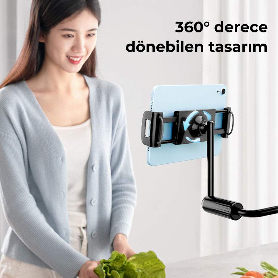 Bix Saiji IVY 4 Tablet Tutucu Yatak ve Masa İçin 360° Dönebilir Ayarlanabilir Tablet Standı - 8