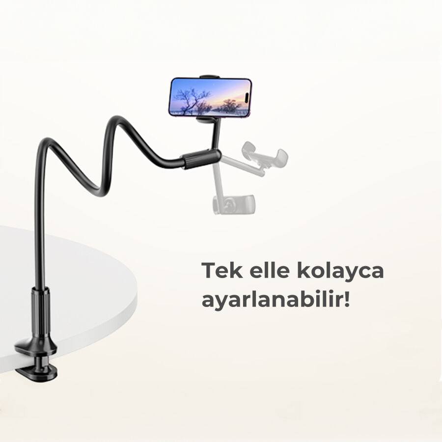 Bix Saiji IVY 4 Telefon Tutucu Yatak ve Masa İçin 360° Dönebilir Ayarlanabilir Telefon Standı - 4