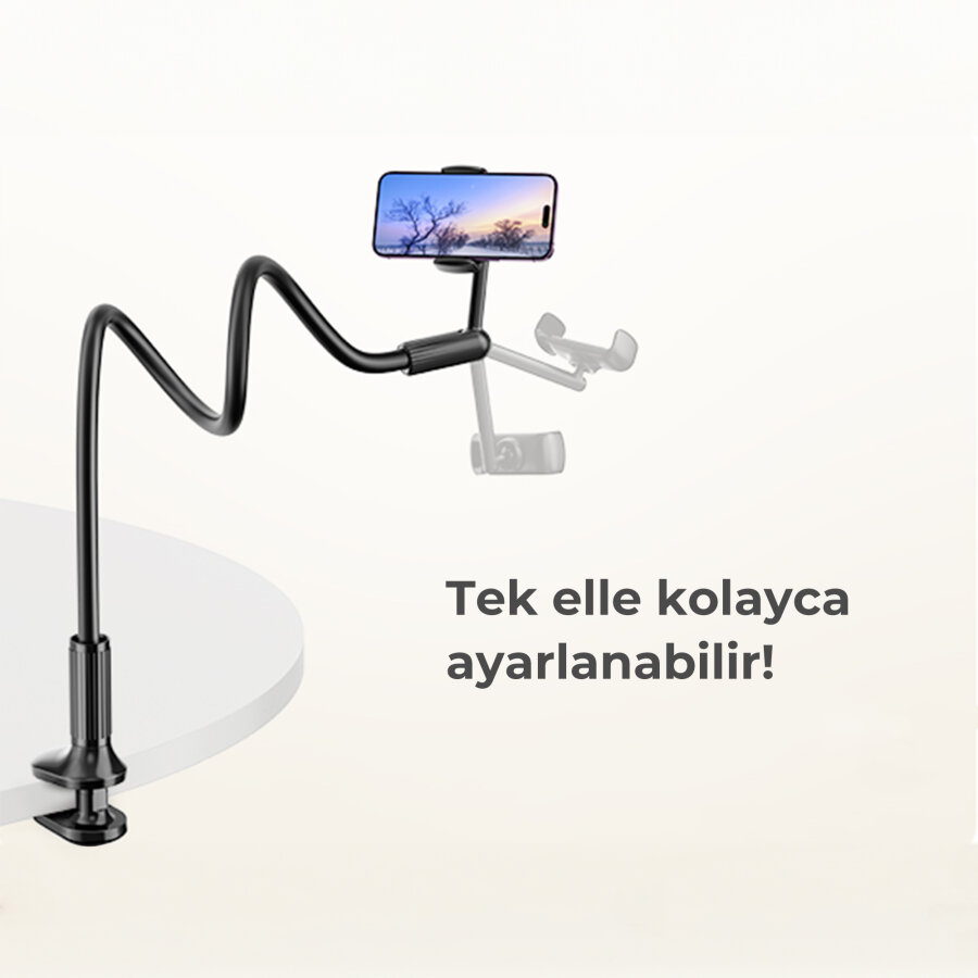 Bix Saiji IVY 4 Telefon Tutucu Yatak ve Masa İçin 360° Dönebilir Ayarlanabilir Telefon Standı - 4