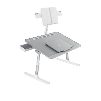 Bix Saiji K10 XXL Laptop Çalışma Masası PVC Deri 5 Kademeli Yükseklik Ayarlı Kitap ve Tablet Standlı Gri - 3