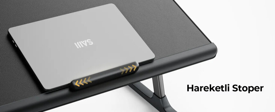 Bix Saiji K10 XXL Laptop Çalışma Masası PVC Deri 5 Kademeli Yükseklik Ayarlı Kitap ve Tablet Standlı Gri - 6