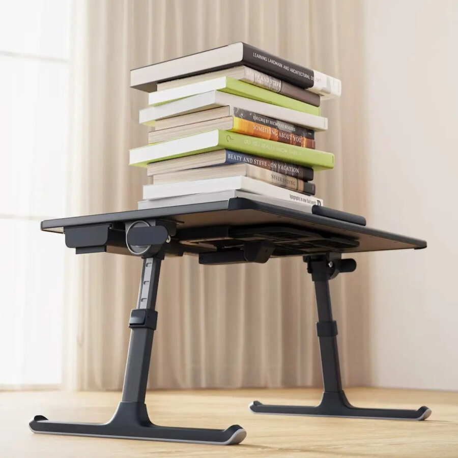 Bix Saiji K10 XXL Laptop Çalışma Masası PVC Deri 5 Kademeli Yükseklik Ayarlı Kitap ve Tablet Standlı Siyah - 1