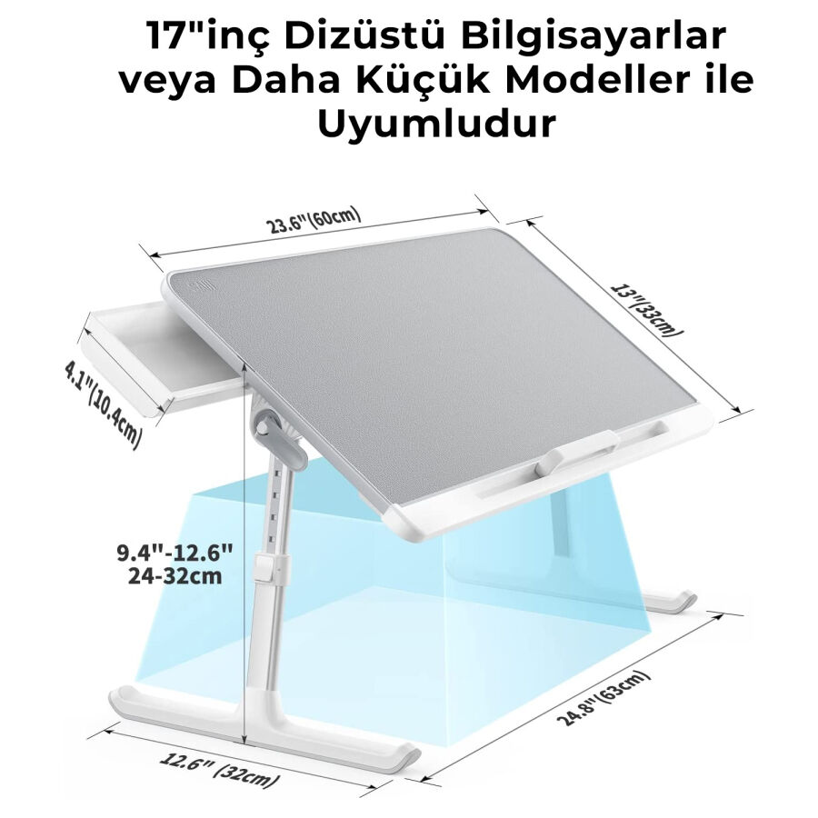 Bix Saiji K7 Mini Notebook ve Tablet Çalışma Masası Gri - 2