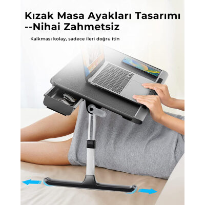 Bix Saiji K7 Mini Notebook ve Tablet Çalışma Masası Siyah - 3