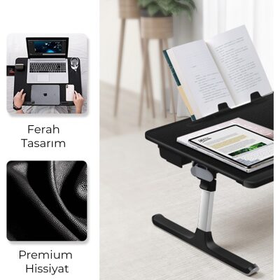 Bix Saiji K7 Ultimate Notebook ve Tablet Çalışma Masası Siyah - 6