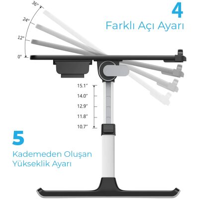 Bix Saiji K7 Ultimate Notebook ve Tablet Çalışma Masası Siyah - 7