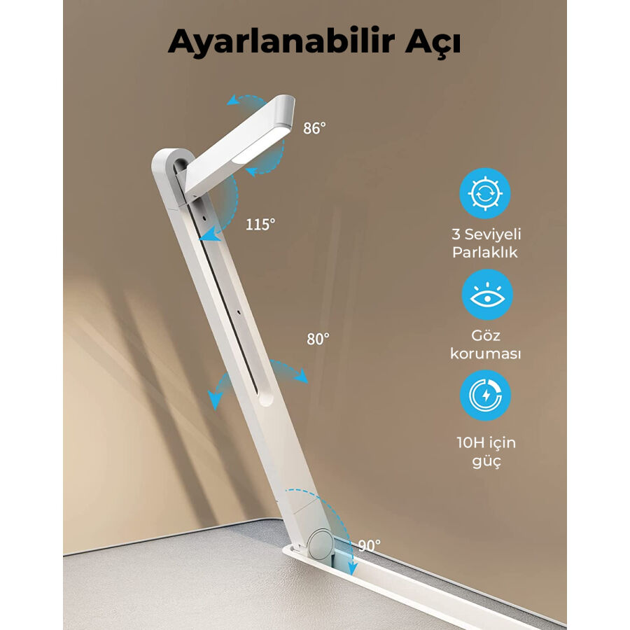 Bix Saiji K8 Ultimate Çok Fonksiyonlu Ayarlı LED Işıklı Çalışma Masası Gri - 4
