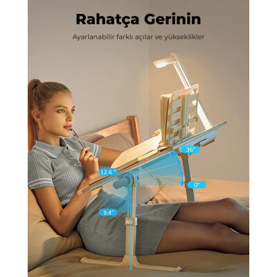 Bix Saiji K8 Ultimate Çok Fonksiyonlu Ayarlı LED Işıklı Çalışma Masası Gri - 5