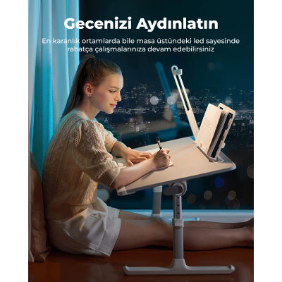 Bix Saiji K8 Ultimate Çok Fonksiyonlu Ayarlı LED Işıklı Çalışma Masası Gri - 7