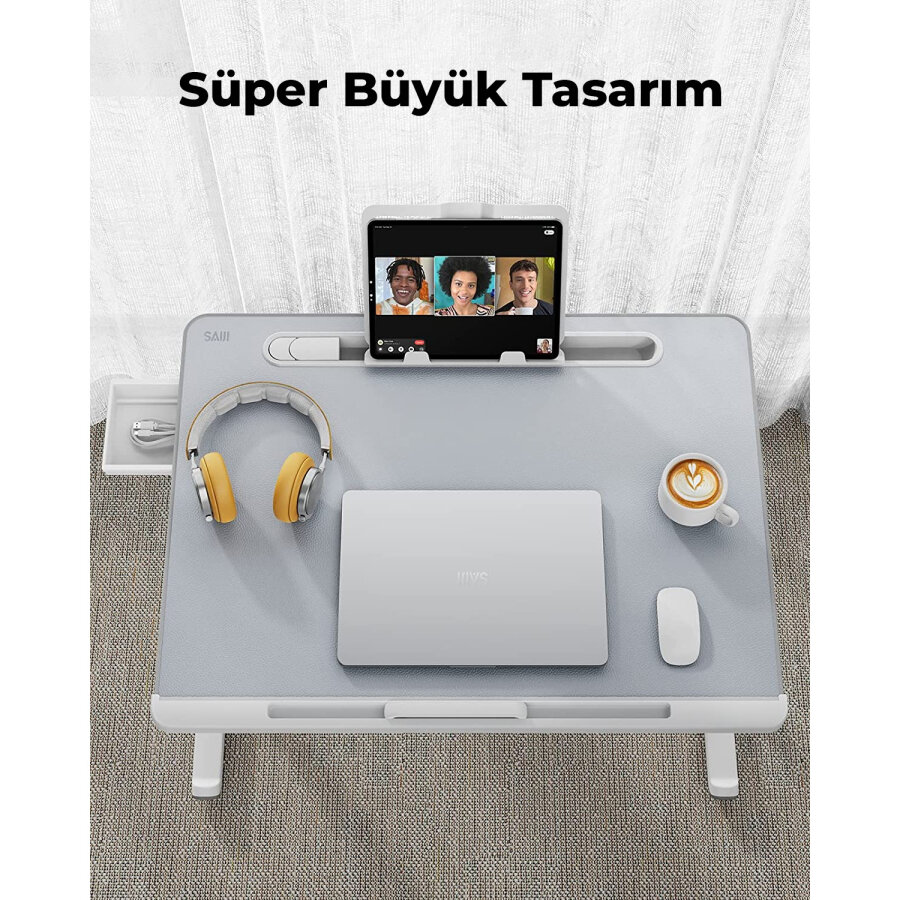 Bix Saiji K8 Ultimate Çok Fonksiyonlu Ayarlı LED Işıklı Çalışma Masası Gri - 3