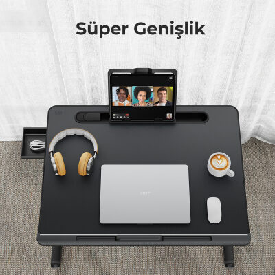 Bix Saiji K8 Ultimate Çok Fonksiyonlu Ayarlı LED Işıklı Çalışma Masası Siyah - 3